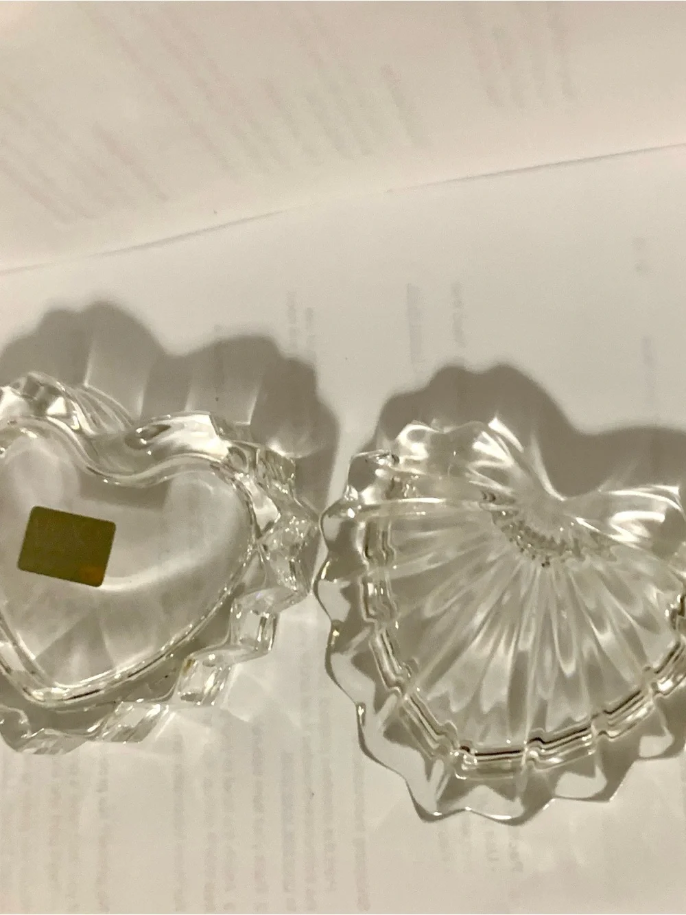 Mikasa Clear Heart Shaped Cut Glass Trinket Jewelry Dish